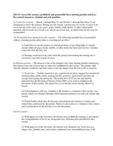 §[removed]Forest fire seasons; prohibited and permissible fires; burning permits and fees; fire control measures; criminal and civil penalties.. (a) Forest fire seasons. -- March 1 through May 31, and October 1 through D