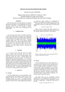 SINGLE-CELLED HAMMOND ORGANISM Hayden TweedleyDigital Audio Systems, DESC9115, SemesterGraduate Program in Audio and Acoustics Faculty of Architecture, Design and Planning, The University of Sydney ABS