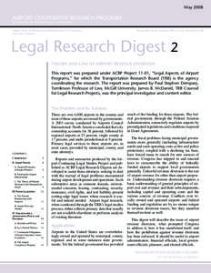 May[removed]AIRPORT Cooperative Research Program Sponsored by the Federal Aviation Administration  Subject Areas: IA Planning and Administration; IC Transportation Law; V Aviation