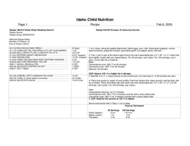 Idaho Child Nutrition Page 1 Recipe  Recipe: [removed]Whole Wheat Breakfast Burrito