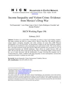 H i C N  Households in Conflict Network The Institute of Development Studies - at the University of Sussex - Falmer - Brighton - BN1 9RE www.hicn.org