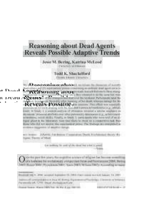 360  Human Nature / Winter 2005 Reasoning about Dead Agents Reveals Possible Adaptive Trends