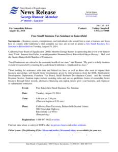 Free Small Business Tax Seminar in Bakersfield