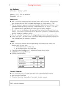 Housing Commission  Key Boulevard Information – October 9, 2014 Address: 1537 – 1545 Key Boulevard