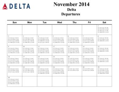 November 2014 Delta Departures Sun  Mon
