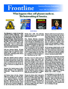 Frontline  American Decency Association August 2009 Vol. XXIV Issue VIII  What happens when self-pleasure marks us.