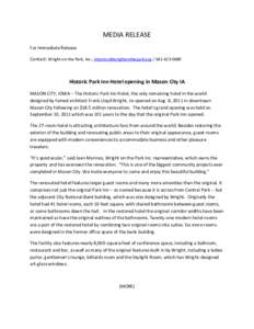 Microsoft Word - Historic Park Inn Hotel media release