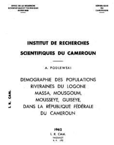 Démographie des populations riveraines du Logone, Massa, Mousgoum, Mousseye, Guiseye (République Fédérale du Cameroun)