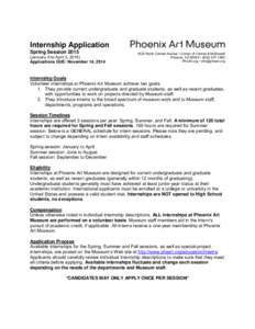 Internship Application Spring Session[removed]January 9 to April 3, 2015) Applications DUE: November 14, 2014