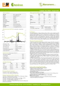 Investor Fact Sheet - GiugnoPrincipali dati (€ mln) Dati Societari Mercato