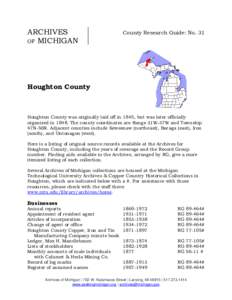 ARCHIVES OF MICHIGAN County Research Guide: No. 31  Houghton County