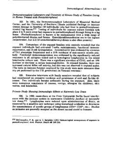 --------------------------  Immunological Abnormalities[removed]Immunotranspiant Laboratory and University of Illinois Study of Families Living in Homes Treated with Pentachlorophenol 323. In 1991, the Immunotransplant Lab