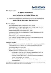 Date: 4th February 2014 ST. MODWEN PROPERTIES PLC (“St. Modwen” or “the Company”)