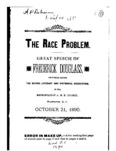 Microsoft Word - THE RACE PROBLEM- GREAT SPEECH OF FREDERICK DOUGLASS -Oct[removed]Metropolitan A.M.E. Church - Library of CON