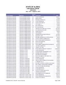 STATE OF ALASKA CHECKBOOK ONLINE COA 2012 July 1, [removed]August 31, 2012  Account Category