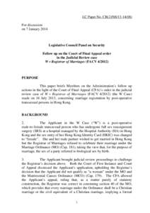 LC Paper No. CB[removed]For discussion on 7 January 2014 Legislative Council Panel on Security Follow up on the Court of Final Appeal order