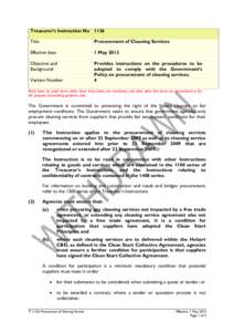 Treasurer’s Instruction No 1126 Title Procurement of Cleaning Services  Effective date
