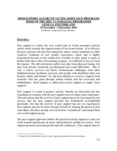 PEER SUPPORT AS PART OF VICTIM ASSISTANCE PROGRAMS 10MSP OF THE MBT, VA PARALLEL PROGRAMME GENEVA, SWITZERLAND 29 November –3 December 2010 By Bekele Gonfa and Jesus Martinez