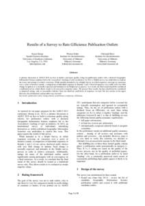 Results of a Survey to Rate GIScience Publication Outlets Karen Kemp Spatial Sciences Institute University of Southern California Los Angeles, CA, USA [removed]