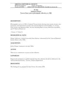 ARIZONA HISTORICAL SOCIETY 949 East Second Street Tucson, AZ[removed]Library and Archives[removed]Fax: ([removed]removed]
