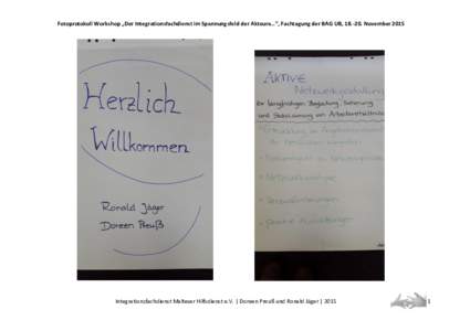 Fotoprotokoll Workshop „Der Integrationsfachdienst im Spannungsfeld der Akteure…“, Fachtagung der BAG UB, NovemberIntegrationsfachdienst Malteser Hilfsdienst e.V. | Doreen Preuß und Ronald Jäger | 