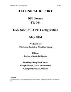 LAN-Side DSL CPE Configuration  TR-064 TECHNICAL REPORT DSL Forum