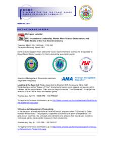 CGHR A NEWSLETTER FOR THE COAST GUARD HUM AN RESOURCES COMMUNITY MARCH 5, 2013 ON