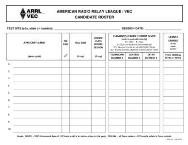 AMERICAN RADIO RELAY LEAGUE / VEC