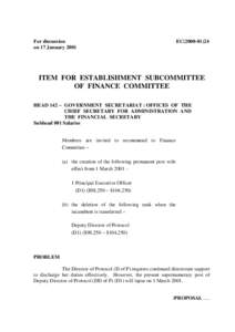 For discussion on 17 January 2001 EC[removed]ITEM FOR ESTABLISHMENT SUBCOMMITTEE