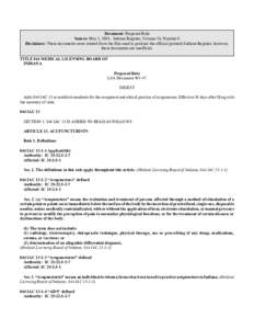 Document: Proposed Rule Source: May 1, 2001, Indiana Register, Volume 24, Number 8 Disclaimer: These documents were created from the files used to produce the official (printed) Indiana Register, however, these documents