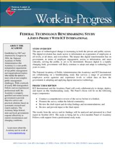 FEDERAL TECHNOLOGY BENCHMARKING STUDY  ________________________________________________________________________________________________ A JOINT-PROJECT WITH ICF INTERNATIONAL
