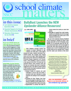 matters  school climate National School Climate Center NEWSLETTER  october 2011 • volume 5 • issue 3