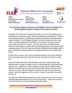 National Alliance for Caregiving Advancing Family Caregiving through Research, Awareness & Advocacy Contact: Gail Hunt National Alliance for Caregiving