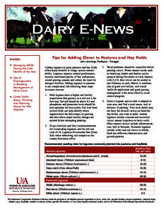 Dairy E-News December 2014 Inside: ■ Managing Alfalfa