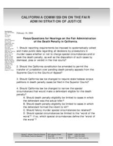CALIFORNIA COMMISSION ON THE FAIR ADMINISTRATION OF JUSTICE Commissioners John Van De Kamp, Chair