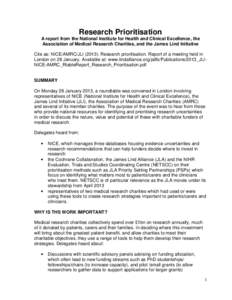 A half-day Round Table on Research Prioritisation