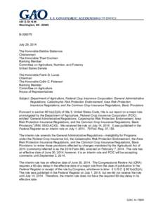 GAO-14-788R, Department of Agriculture, Federal Crop Insurance Corporation: General Administrative Regulations; Catastrophic Risk Protection Endorsement; Area Risk Protection Insurance Regulations; and the Common Crop In