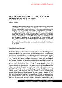 doi:[removed]FEJF2009.42.laime  THE SACRED GROVES OF THE CURONIAN Ķ ONIŅ I: PAST AND PRESENT Sandis Laime Abstract: The current article deals with the reflection of the holy groves of the