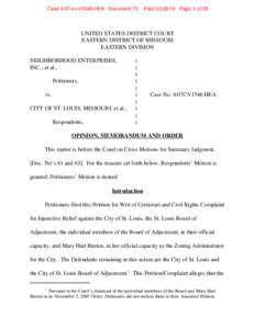 Case 4:07-cv[removed]HEA Document 70  Filed[removed]Page 1 of 28 UNITED STATES DISTRICT COURT EASTERN DISTRICT OF MISSOURI