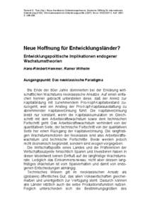 Reinold E. Thiel (Hg.): Neue Ansätze zur Entwicklungstheorie. Deutsche Stiftung für internationale Entwicklung (DSE). Informationszentrum Entwicklungspolitik (IZEP). Bonn: DSE/IZEP 2. Aufl[removed]S[removed].