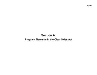 Section A: Program Elements in the Clear Skies Act