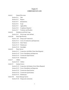 Chapter 54 SUBDIVISION OF LAND Article I. General Provisions