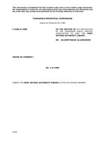 This document is translated from the original order and is not in itself a legal document. No responsibility is taken for any discrepancy that may arise between this document and the order that was printed and published 