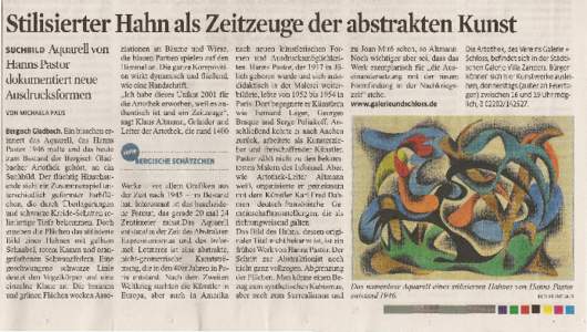 Stilisierter Hahn als Zeitzeuge der abstrakten Kunst Aquarell von Hanns Pastor