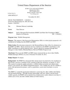 United States Department of the Interior BUREAU OF LAND MANAGEMENT Montana State Office 5001 Southgate Drive Billings, Montana[removed]www.blm.gov/mt