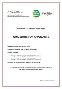 2015 CONCEPT VALIDATION SCHEME  GUIDELINES FOR APPLICANTS Applications open: 24 February 2015 Submission deadline: 5pm 31 MarchAEST) Funding available: