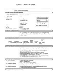 MATERIAL SAFETY DATA SHEET  Cupric Acetate Monohydrate SECTION 1 . Product and Company Idenfication  Product Name and Synonym: