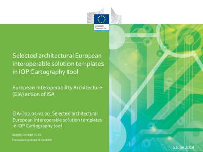 Selected architectural European interoperable solution templates in IOP Cartography tool European Interoperability Architecture (EIA) action of ISA