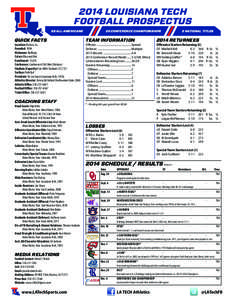 2014 LOUISIANA TECH FOOTBALL PROSPECTUS 55 ALL-AMERICANS QUICK FACTS