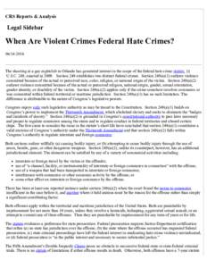When Are Violent Crimes Federal Hate Crimes?